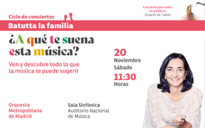 ¿A qué te suena esta música? El sábado 20 de noviembre en el Auditorio Nacional, ciclo Batutta la familia con la Orquesta Metropolitana de Madrid y Silvia Sanz Torre