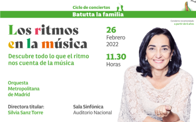 El sábado 26 de febrero en el Auditorio Nacional, “Los ritmos en la música”, 2º concierto del ciclo Batutta la familia con la Orquesta Metropolitana de Madrid y Silvia Sanz Torre