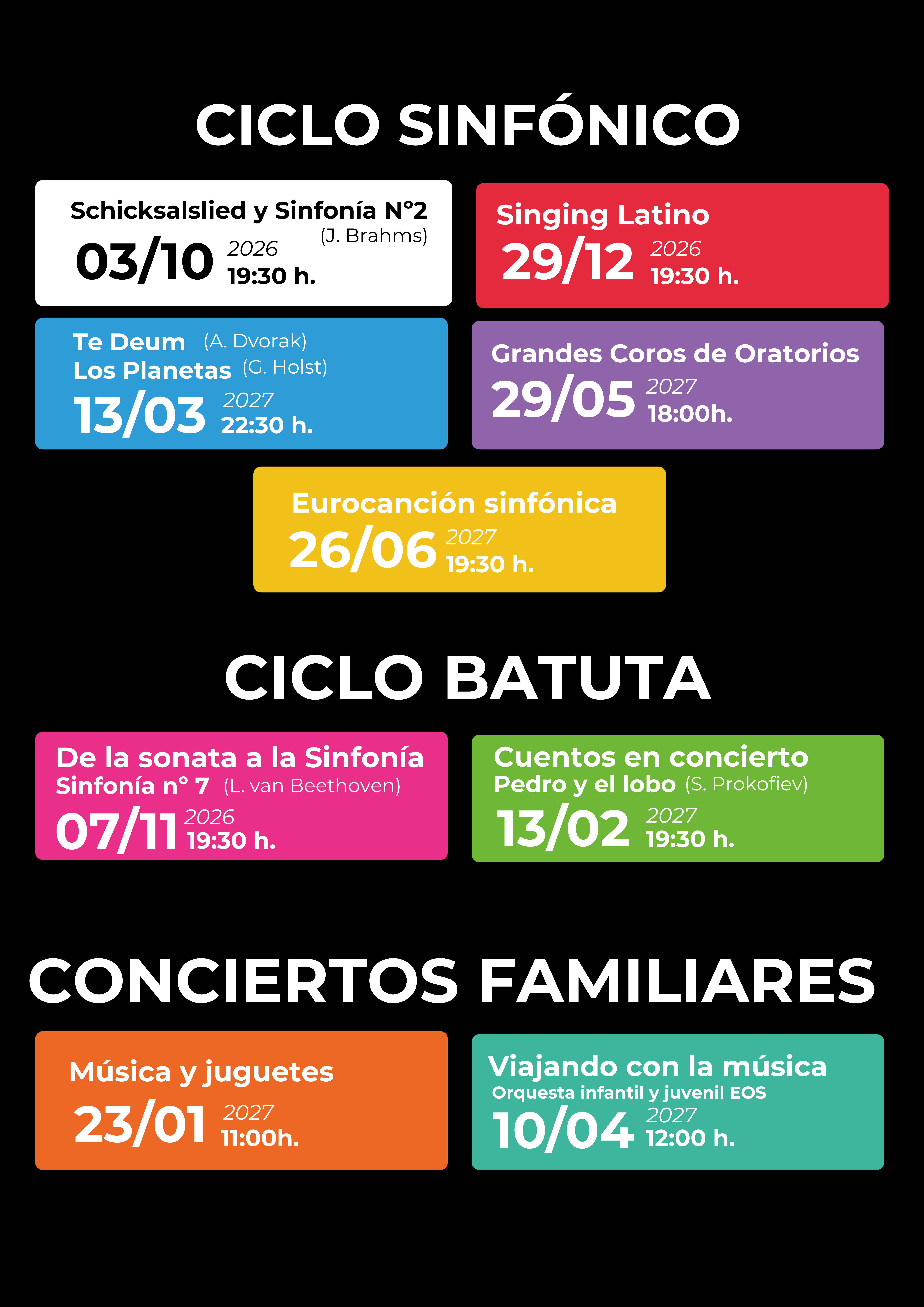 Conciertos temporada 2025 - 2026 Grupo Talía